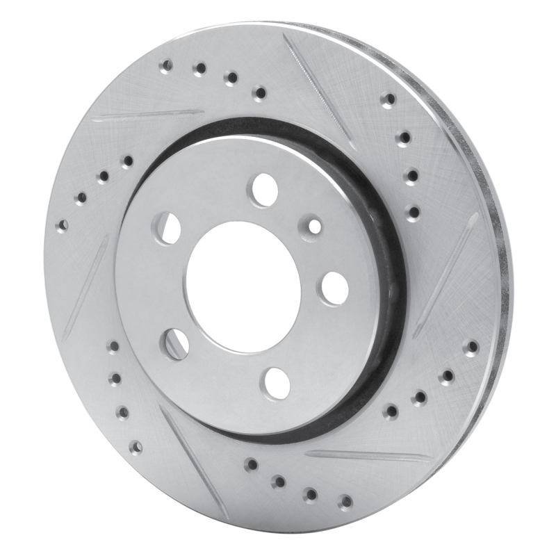 Audi TT Quattro Brake Rotor (1) - Rear Right - R1 Concepts - Drilled & Slotted - Silver - `00-`06